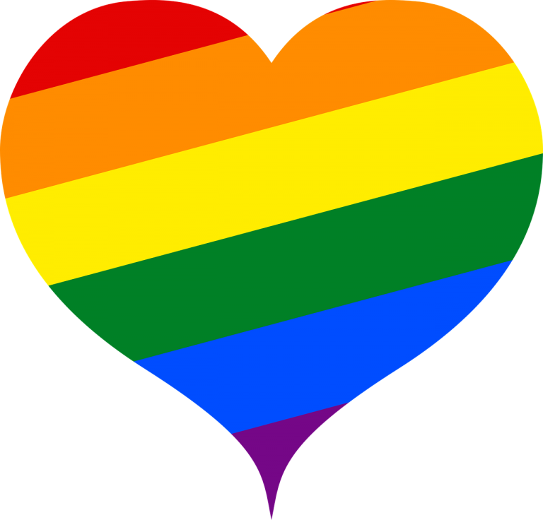 Ett hjärta i Prides färger. Ett ritat alltså. Inte är biologiskt hjärta. För det vore konstigt.
